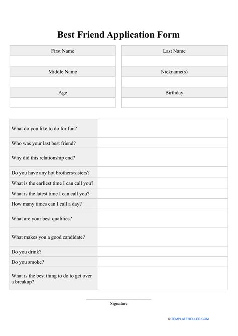 girl best friend application form|Blank Best Friend Application Form 